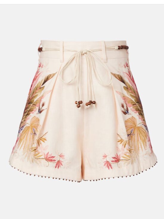 Zimmermann Pants - Zimmermann Ascension beaded floral linen shorts